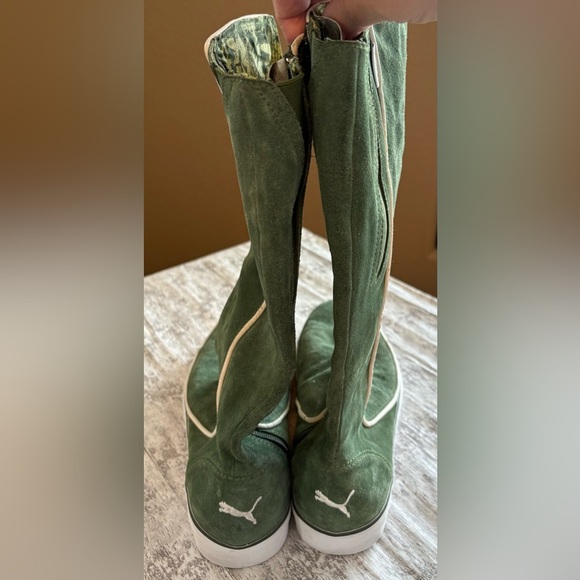 Preloved Puma High Boxing Sneaker Green Suede Boots Women's Size 9 - Picture 4 of 11